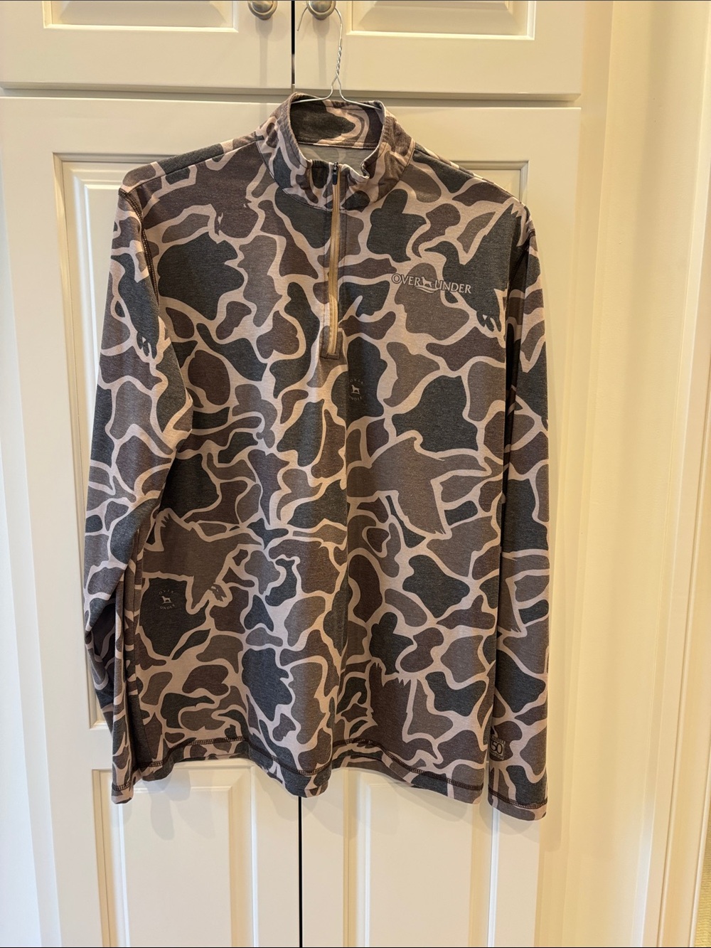 Over Under Men's Grey Camo Quarter-Zip Pullover Sweater